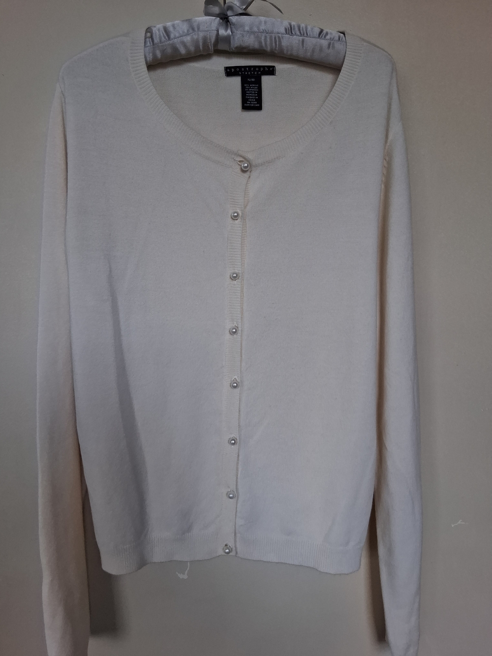 Apostrophe Cream Crewneck Button-Front Sweater
